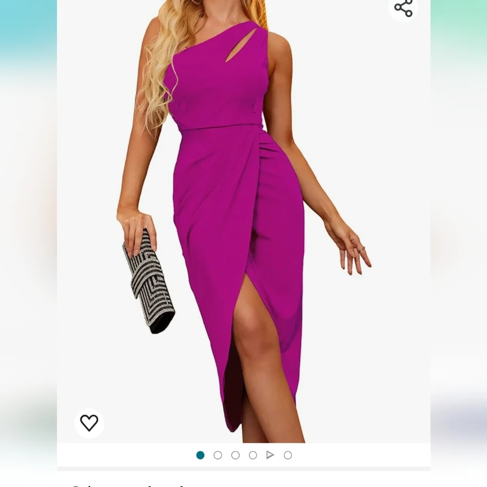 Sexy one shoulder bodycon formal dress with Cutout Ruched Slip Wrap size large - Picture 1 of 5